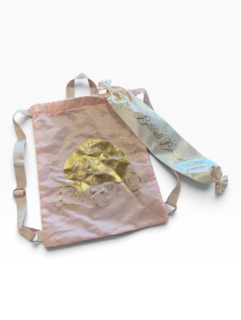 Disney bibbidi bobbidi boo boutique Drawstring Backpack with Matching Sash